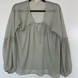 Peach Love California Green Long Sleeve Blouse